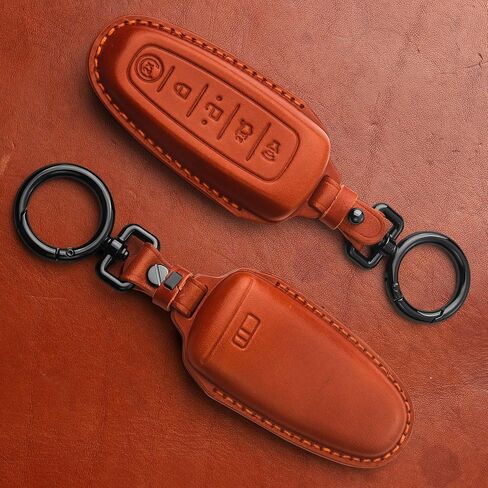 Tukellen for Ford Leather Key Fob Cover Key Shell Case for Ford C-Max Edge Escape Expedition Explorer Flex Focus Taurus Lincoln MKS MKT MKX -Black in Saudi Arabia