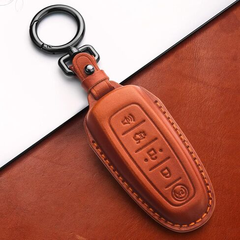 Tukellen for Ford Leather Key Fob Cover Key Shell Case for Ford C-Max Edge Escape Expedition Explorer Flex Focus Taurus Lincoln MKS MKT MKX -Black in Saudi Arabia