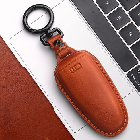 Tukellen for Ford Leather Key Fob Cover Key Shell Case for Ford C-Max Edge Escape Expedition Explorer Flex Focus Taurus Lincoln MKS MKT MKX -Black in Saudi Arabia