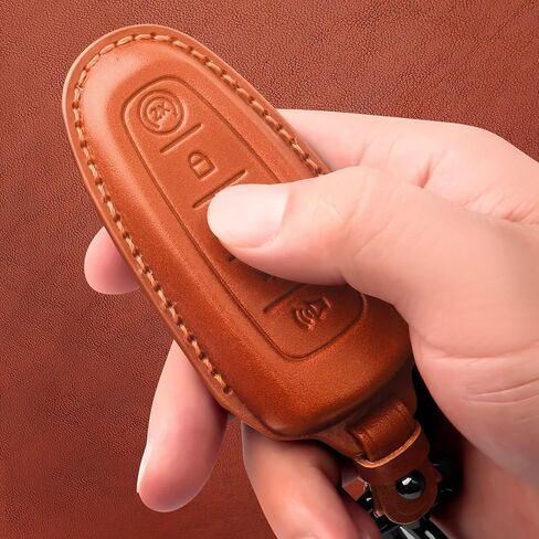 Tukellen for Ford Leather Key Fob Cover Key Shell Case for Ford C-Max Edge Escape Expedition Explorer Flex Focus Taurus Lincoln MKS MKT MKX -Black in Saudi Arabia