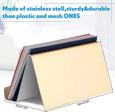 Bulk 12 Pcs Metal Business Card Holder Stand for Desktop Office Stainless Steel Gold Business Card Display Holder Business Name Card Organizer for Office Table, 3.7 x 0.6 Inch in Saudi Arabia