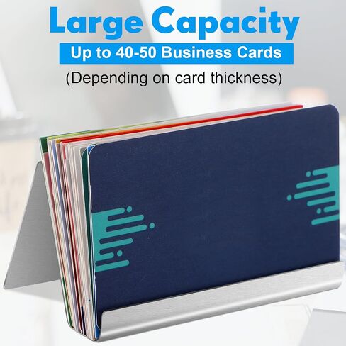 Bulk 12 Pcs Metal Business Card Holder Stand for Desktop Office Stainless Steel Gold Business Card Display Holder Business Name Card Organizer for Office Table, 3.7 x 0.6 Inch in Saudi Arabia