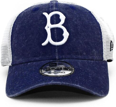 قبعة New Era Brooklyn Dodgers Royal 1947 Cooperstown Collection Trucker 9FORTY قابلة للتعديل in Saudi Arabia
