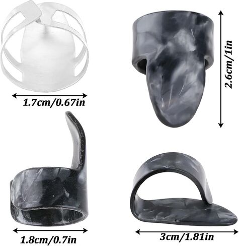 Thumb Finger Picks, 15 Pack Adjustable Finger Picks Set with Plastic Case, 5pcs Black Plastic Thumb Plectrums, 5pcs Index Finger Picks and 5pcs Stainless Steel Metal Finger Cots in Saudi Arabia