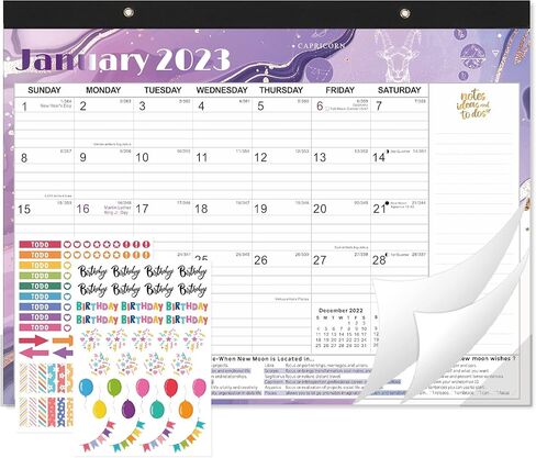 تقويم مكتب 2023-2024 كبير 22 بوصة × 17 بوصة - 18 شهرًا تقويم حائط مكتب زودياك يناير 2023 - يونيو 2024 كبير شهريًا، تقويم منزلي كبير للمكتب تخطيط سطح المكتب مع ملصقات، تقويم مكتب 2023 in Kuwait