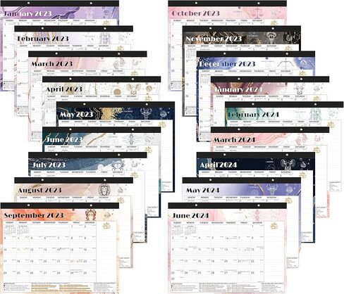 تقويم مكتب 2023-2024 كبير 22 بوصة × 17 بوصة - 18 شهرًا تقويم حائط مكتب زودياك يناير 2023 - يونيو 2024 كبير شهريًا، تقويم منزلي كبير للمكتب تخطيط سطح المكتب مع ملصقات، تقويم مكتب 2023 in Kuwait
