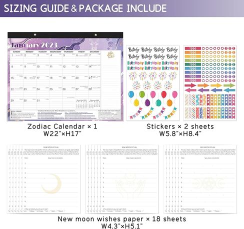 تقويم مكتب 2023-2024 كبير 22 بوصة × 17 بوصة - 18 شهرًا تقويم حائط مكتب زودياك يناير 2023 - يونيو 2024 كبير شهريًا، تقويم منزلي كبير للمكتب تخطيط سطح المكتب مع ملصقات، تقويم مكتب 2023 in Kuwait