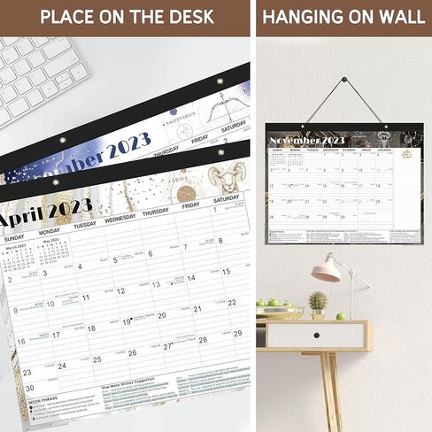 تقويم مكتب 2023-2024 كبير 22 بوصة × 17 بوصة - 18 شهرًا تقويم حائط مكتب زودياك يناير 2023 - يونيو 2024 كبير شهريًا، تقويم منزلي كبير للمكتب تخطيط سطح المكتب مع ملصقات، تقويم مكتب 2023 in Kuwait