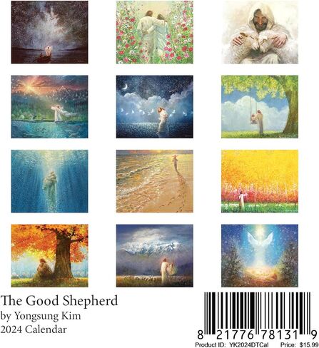 HavenLight 2024 Desktop Calendar - "The Good Shepherd" by Yongsung Kim, 6.75" x 6.125" Printed in Premium Archival Paper - Monthly Calendar, Christian Art - Jesus Picture in Saudi Arabia