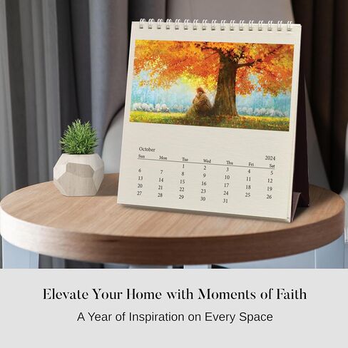 HavenLight 2024 Desktop Calendar - "The Good Shepherd" by Yongsung Kim, 6.75" x 6.125" Printed in Premium Archival Paper - Monthly Calendar, Christian Art - Jesus Picture in Saudi Arabia