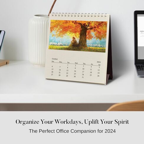 HavenLight 2024 Desktop Calendar - "The Good Shepherd" by Yongsung Kim, 6.75" x 6.125" Printed in Premium Archival Paper - Monthly Calendar, Christian Art - Jesus Picture in Saudi Arabia