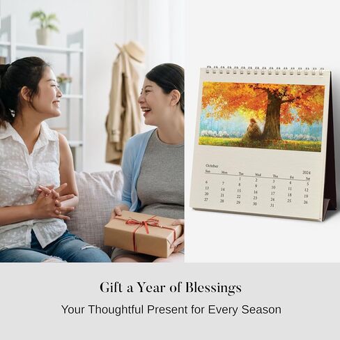HavenLight 2024 Desktop Calendar - "The Good Shepherd" by Yongsung Kim, 6.75" x 6.125" Printed in Premium Archival Paper - Monthly Calendar, Christian Art - Jesus Picture in Saudi Arabia