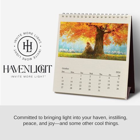 HavenLight 2024 Desktop Calendar - "The Good Shepherd" by Yongsung Kim, 6.75" x 6.125" Printed in Premium Archival Paper - Monthly Calendar, Christian Art - Jesus Picture in Saudi Arabia