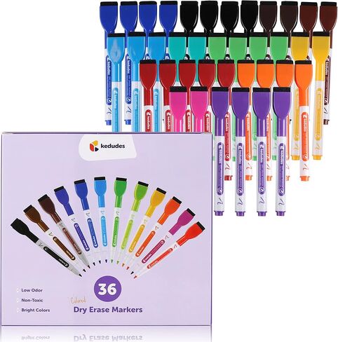 12 White Board Markers Dry Erase Marker Set | Magnetic Eraser, Skinny Fine Point, Colorful Dry Erase Markers | Magnet Whiteboard Markers, Odorless, Non-Toxic for Kids, Teachers, Office, School in Saudi Arabia