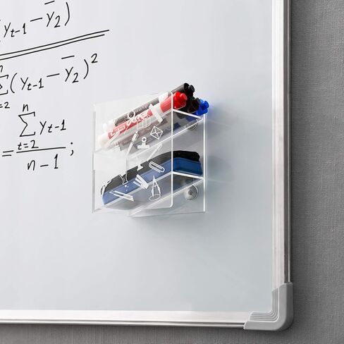 MyGift Premium Clear Acrylic Magnetic Dry Erase Marker Holder with 2 Slots for Whiteboard Markers and Eraser Storage Rack in Saudi Arabia