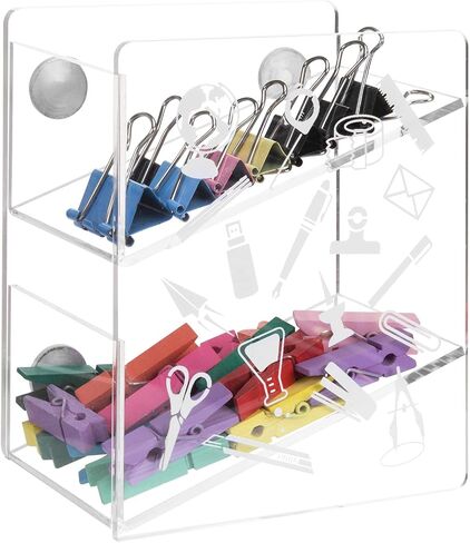 MyGift Premium Clear Acrylic Magnetic Dry Erase Marker Holder with 2 Slots for Whiteboard Markers and Eraser Storage Rack in Saudi Arabia