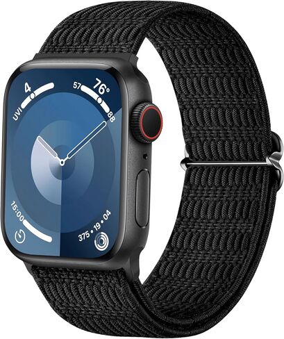 Hamile Braided Solo Loop Compatible with Apple Watch Bands 40mm 41mm 38mm 42mm 44mm 45mm 49mm for Women Men, Stretchy Soft Nylon Adjustable Sport Strap for iWatch Bands Series 9 8 7 6 5 4 3 SE Ultra 2 in Saudi Arabia