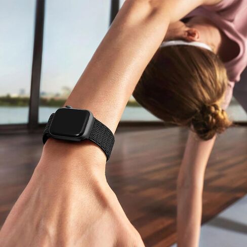 Hamile Braided Solo Loop Compatible with Apple Watch Bands 40mm 41mm 38mm 42mm 44mm 45mm 49mm for Women Men, Stretchy Soft Nylon Adjustable Sport Strap for iWatch Bands Series 9 8 7 6 5 4 3 SE Ultra 2 in Saudi Arabia