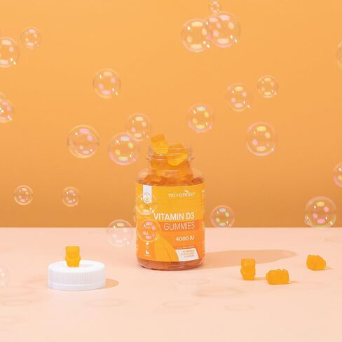 صمغ فيتامين د من نوفومين - مكمل حلوى 4000 وحدة دولية - نباتي، خالي من الغلوتين وغير معدل وراثيًا - لصحة العظام والعضلات والأسنان والجهاز المناعي - للبالغين والرجال والنساء in Kuwait