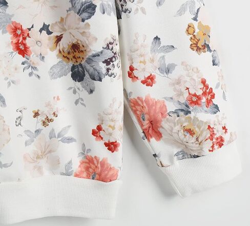 Women Floral Print Crewnecks Sweatshirts Spring Casual Loose Sports Black Pullover Tops in Saudi Arabia
