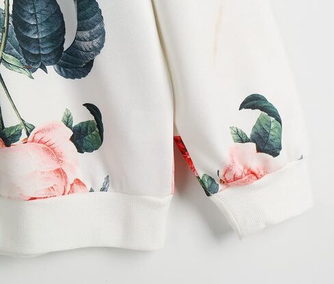 Women Floral Print Crewnecks Sweatshirts Spring Casual Loose Sports Black Pullover Tops in Saudi Arabia