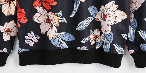 Women Floral Print Crewnecks Sweatshirts Spring Casual Loose Sports Black Pullover Tops in Saudi Arabia