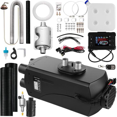 سخان هواء ديزل 8 كيلو وات، خزان 10 لتر، سخان ديزل 12 فولت، كاتم صوت، سخان انتظار ديزل مع شاشة ترموستات LCD وجهاز تحكم عن بعد للشاحنات ومقطورة السيارة والقارب والمنزل المتنقل in Kuwait