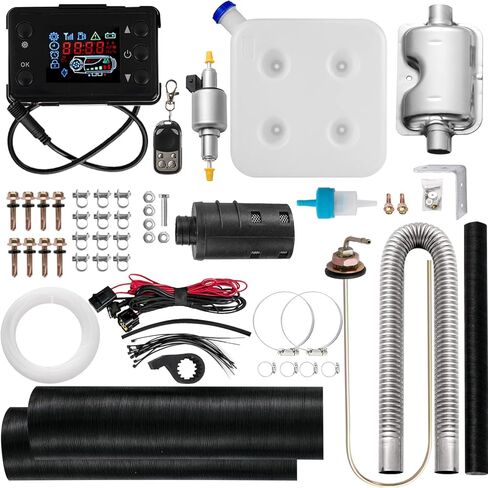 سخان هواء ديزل 8 كيلو وات، خزان 10 لتر، سخان ديزل 12 فولت، كاتم صوت، سخان انتظار ديزل مع شاشة ترموستات LCD وجهاز تحكم عن بعد للشاحنات ومقطورة السيارة والقارب والمنزل المتنقل in Kuwait