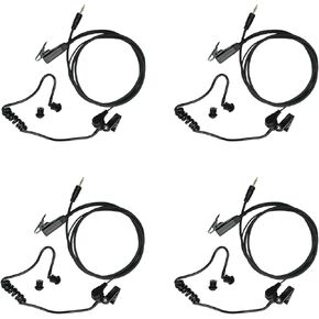 Walkie Talkie Earpiece Mic PTT Compatible with Cobra RX380 RX680 ACXT545 ACXT645 PX650 PX655 RX380 RX680 Two Way Radio with Black Acoustic Tube Headset,4Pack