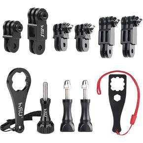 HSU Adjust Arm Straight Joints Mount, Long and Short Same Direction Straight Joints Mount for GoPro Hero 12 11 10 9 8 7 6 AKASO Campark and Other Action Cameras (Aluminum and Plastic)
