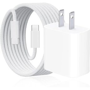 iPhone 16E Charger Cord, 20W USB-C Compatible for iPhone 16/16E/15, 15/16 Pro Max Plus Power Adapter, USB to USB C Woven Cable for iPad 10th Gen iPad Pro/Air Charging Cable Replacement (3.3 FT)