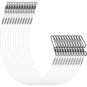 Fishing Leaders, 12/24pcs Nylon Mono Fishing Wire Leader Line with Swivels Snap Kits Connect Tackle Lures Rig or Hooks, High Strength Fishing Leader Line for Saltwater Freshwater 20/30/40/50lb