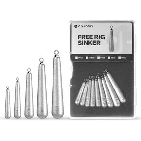 27/30 PCs Free Rig & Drop Shot Weights - Skinny Teardrop Fishing Sinkers (1/8 3/16 1/4 3/8 1/2oz) | Die-Cast Lead-Antimony Alloy | Mixed Kit Available