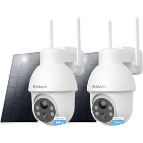 【2K】 Solar Security Cameras Outdoor Wireless, 2 Pack Outdoor Camera Wireless Solar Powered with 64GB SD Card