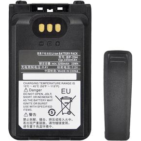 7.2V 3350mAh BP-294 Battery with Belt Clip for Icom IC-F52D IC-F62D IC-M85 Radios Replacement Li-ion Battery