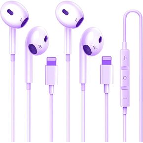 Wired Earphones for iPhone Earbuds with Lighting Connector Plug&Play Built-in Microphone & Remote Control Headsets Compatible with iPhone 14/13/12/11/X/8/7/6~Pro/Pro Max【2 Pack for i Phone Headphone】