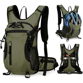 15L Small Hiking Daypack Men Women with Phone Pocket, Breathable Travel Hiking Backpack, Waterproof Ultralight Bike Backpack for Cycling Camping Running, Green