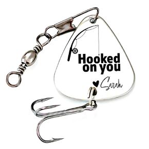 Personalized Fishing Lure Gift Hooked On You Fishing Lure Boyfriend Gift Anniversary Gift Men's Gift Birthday Gift Personalized Name for Him HOOKED-YOU-LURE