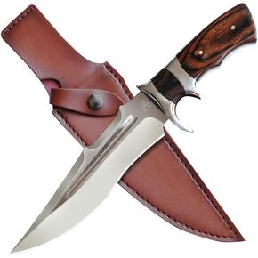 Kratos Hunting Knife with Sheath, 12.2" Survival Knife Full Tang Knife, 440 Stainless Steel Fixed Blade Hunting Knives with Wood Handle ZF11
