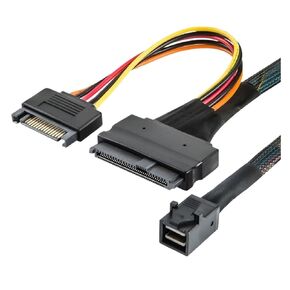 S-AS SFF-8643 to U.2 SFF-8639 Cable Converter Adapter NVMe SSD Internal PCIe 4.0 with 15 Pin Male SATA Power Connector Cable(100cm 8643 to 8639)