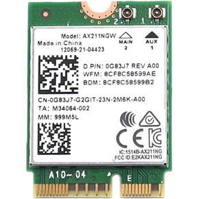 Wireless Card G83J7 0G83J7 CN-0G83J7 Compatible Replacement Spare Part for Intel AX211 AX211NGW 2.4Gbps M.2 2230 CNVio2 WiFi 6E 802.11ax Bluetooth 5.3