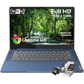 Lenovo IdeaPad Slim 3 Chromebook - 14'' Full HD (1920 x 1080) Display, 8-Core MediaTek Kompanio 520 CPU, Wi-Fi 6, for Business Student, (4GB RAM | 64GB eMMC + 256GB Micro SD Card)