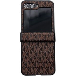 for Samsung Galaxy Z Flip 6 Case with Hinge Protection,Luxury PU Leather Classic Folding Slim Full Protective Phone Cover Case Compatible with Galaxy Z Flip 6(Coffee)