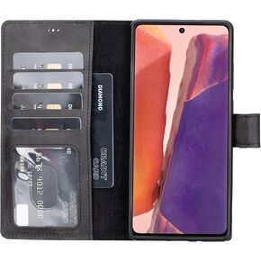 Genuine Premium Leather Wallet Case Compatible Galaxy S23 Ultra - Handmade - Detachable Strong Magnetic Flip Cover with Card Holders and Kickstand - Perfect Protection for All Edges (Brown) in Kuwait