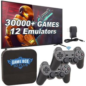 Wireless Retro Game Stick, HDMI 4K TV Input, Built in 30000+ 3D Classic Retro Games with Dual 2.4G Wireless Controllers