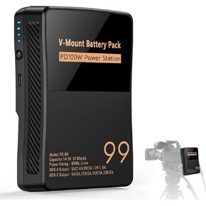 V Mount Battery, Power 99Wh/6700mAh V Lock Battery Support PD 99W Fast Charger with D-tap/USB-A/USB-C/BP Output for Sony Video Camera Camcorder BMPCC 4k/6k Monitor LED Light