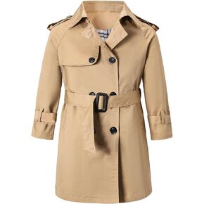 Betusline Boy's Trench Coat, Double Breasted Classic Belted Overcoat Outwear Dress Coats,1# khaki,9-10 Years = Tag 150 in Saudi Arabia