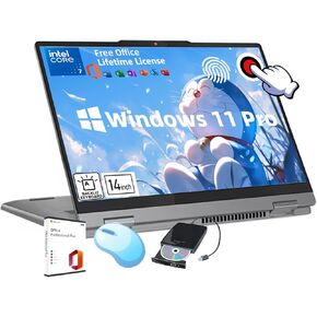 Lenovo IdeaPad Flex 5i 2-in-1 Laptop - w/Office & External DVD Drive, 14" WUXGA Touchscreen, Fingerprint Reader, Intel 7-150U CPU, Backlit KB, Intel Graphics, Win 11 Pro(16GB RAM, 2TB SSD)