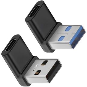 90 Degree USB Adapter Right Angle USB-C Female to USB Male Converter USB 3.2 Type-C Plug Adapter Vertical Port Converter Expansion Connector(2-Pack)