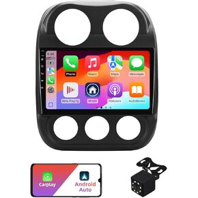 2+32g Android 13 Double Din Car Steroo لـ Jeep Compass/Patriot 2010-2016 مع 10.1 بوصة من الشاشة التي تعمل باللمس المدمجة في Carplay اللاسلكية/Android Auto/GPS/Bluetooth/FM/عجلة القيادة/الكاميرا الاحتياطية